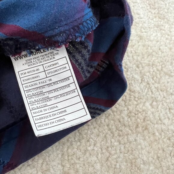 Hurley Cotton Plaid Camisole Summer Blouse Top S - Picture 8 of 9